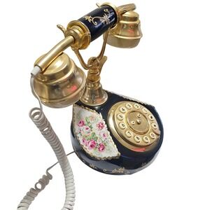 Vintage Italian Sirio Tondo Anni 30 Floral Telephone - 1990s Retro Classic Gold